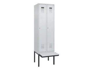 locker met bank,voor scheiding van kleding,HxBxD 2120x600x815mm,2vak - 2