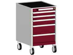 ladekast verrijdbaar 880x525x525mm 5laden RAL7035 front RAL3004