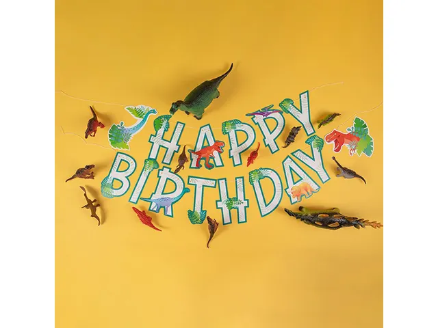 Letterslinger Happy Birthday Dino Groen 2,5 meter