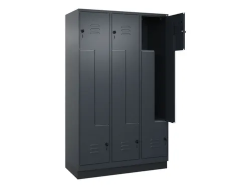 Z-garderobekast,HxBxD 1950x1200x500mm,vak B 200/400mm,draaigrendel