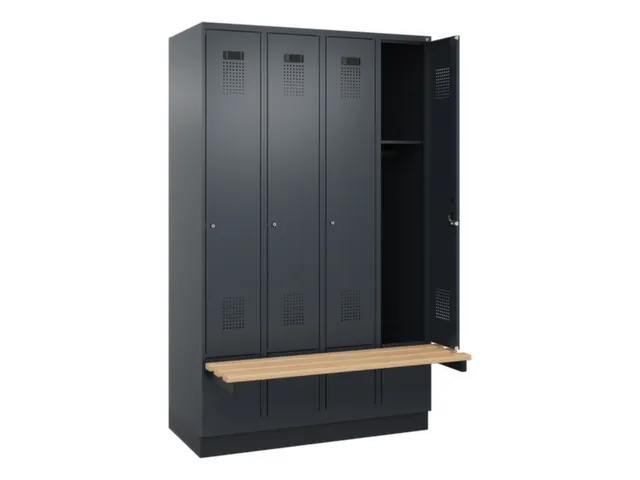 locker met bank,HxBxD 1950x1200x815mm,4vak,vak B 300mm,cilinderslot