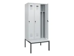 locker met bank,voor scheiding van kleding,HxBxD 2120x900x815mm,3vak