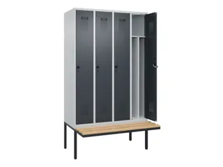 locker met bank,voor scheiding van kleding,HxBxD 2120x1200x815mm,4vak - 1