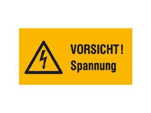 waarschuwings-combibord,Pas op! Spanning,PVC,HxB 26x52mm