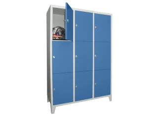 lockerkast,HxBxD 1850x1200x500mm,3x3vakken,RAL7035,front RAL5012 - 2
