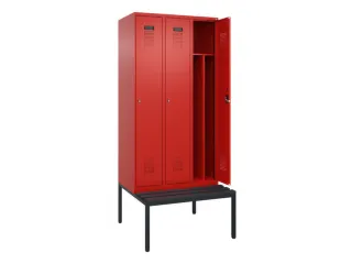 locker met bank,voor scheiding van kleding,HxBxD 2120x900x815mm,3vak - 1