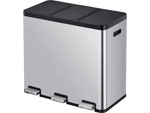 Afvalbak EKO Essential Recycler pedaalemmer 3x20 liter RVS