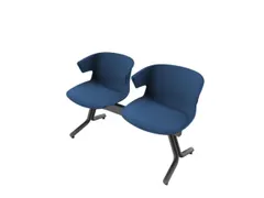 Wachtkamerbank 2Zittingen Kunststof Kuipen Blauw Frame Antraciet