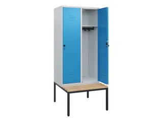 locker met bank,HxBxD 1950x800x815mm,2vak,vak B 400mm,draaigrendel - 2