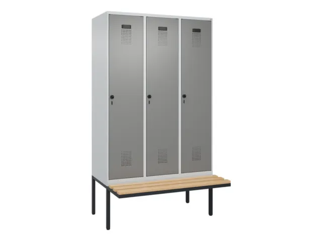 locker met bank,voor scheiding van kleding,HxBxD 2120x1200x815mm,3vak