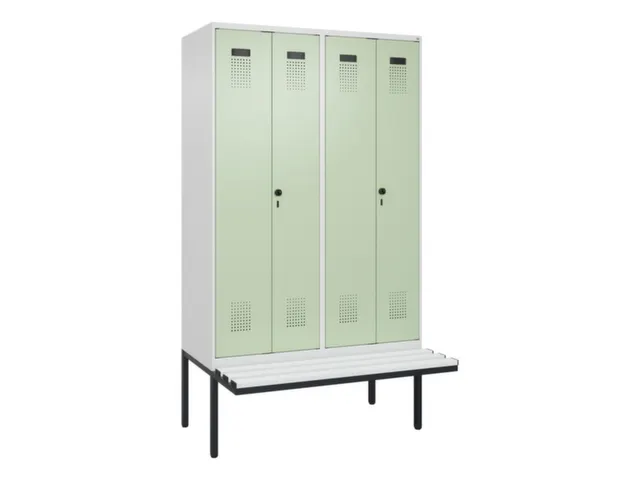 C-Plus-P PBM-locker met bank,HxBxD 2120x1200x815mm,4vak,vak B 300mm