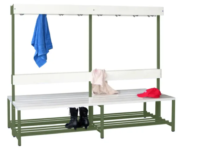 banc double,HxLxP 1600x2000x770mm,piètement RAL6011
