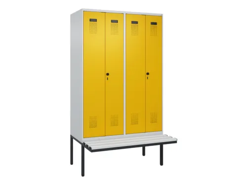 locker met bank,voor scheiding van kleding,HxBxD 2120x1200x815mm,4vak
