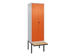PBM-locker met bank,HxBxD 2120x600x815mm,2vak,vak B 300mm,draaigrendel