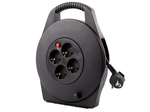 Kabelhaspel BRASQ 4 voudig 15 meter zwart