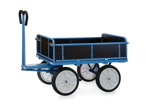 Handtrekwagens 6454v 1000kg 1200x800mm Houten Wanden Massief Rubber