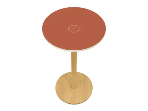 statafel,HxØ 1100x600mm,rond,schotelvoet natuur,blad rood