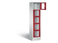 Lockerkast 1800x420x500mm 1x5 vakken Cilinderslot, Sokkel, RAL3003