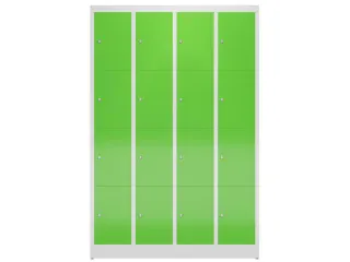 Lockerkast 1800x1185x500mm 4x4 vakken cilinderslot, sokkel, RAL6018 - 2
