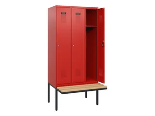 locker met bank,HxBxD 1950x900x815mm,3vak,vak B 300mm,cilinderslot - 1
