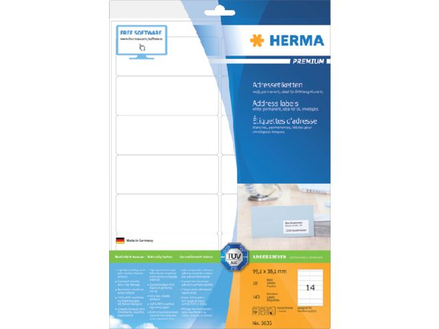 Etiket HERMA 8635 99.1x38.1mm premium wit 140stuks | HermaLabels.be