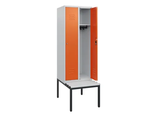 locker met bank,HxBxD 1950x600x815mm,2vak,vak B 300mm,cil.-slot