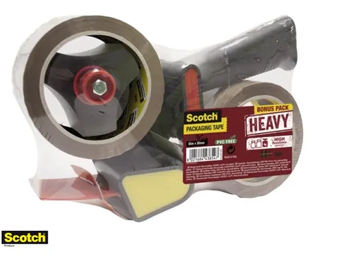 Handdozensluiter Scotch met 2rol Heavy 50mmx66m bruin