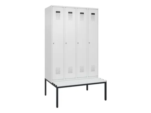 locker met bank,voor scheiding van kleding,HxBxD 2120x1200x815mm,4vak