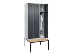 locker met bank,HxBxD 2120x900x815mm,3vak,vak B 300mm,draaigrendel