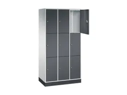 lockerkast,RAL 7035/RAL 7021,HxBxD 1950x920x500mm,3x3vakken,cil.-slot