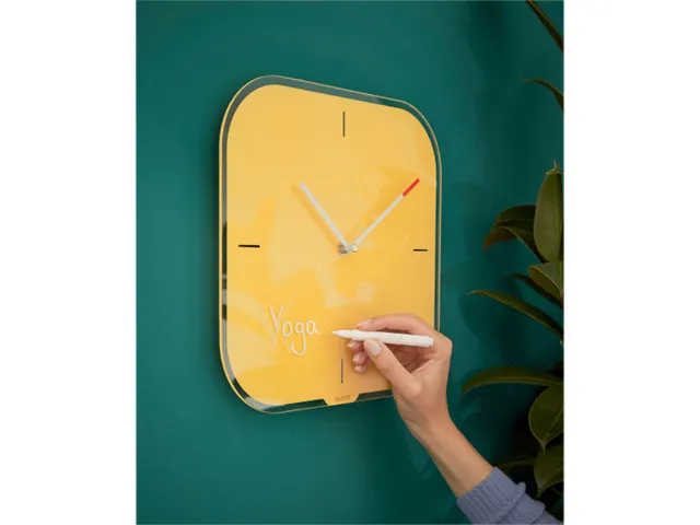 Wandklok Leitz Cosy geel glas