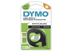 Labeltape Dymo Letratag 91200 papier 12mm zwart op wit S0721510