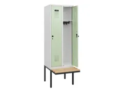 locker met bank,HxBxD 1950x600x815mm,2vak,vak B 300mm,draaigrendel