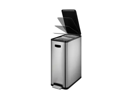 Pedaalemmer Afvalscheiding Ecoslim Step Bin 20+20 Liter Mat Rvs