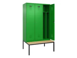 locker met bank,voor scheiding van kleding,HxBxD 2120x1200x815mm,3vak