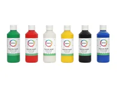 Plakkaatverf Qrea set à 6 standaard kleuren 250ml