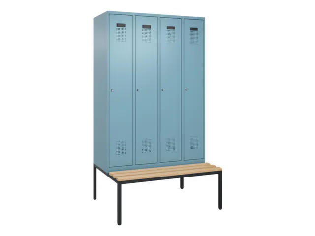 locker met bank,voor scheiding van kleding,HxBxD 2120x1200x815mm,4vak
