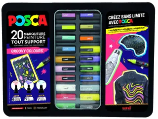 Paintmarker Uni POSCA Groovy Colours assorti metalen koffer à 20 stuk - 11