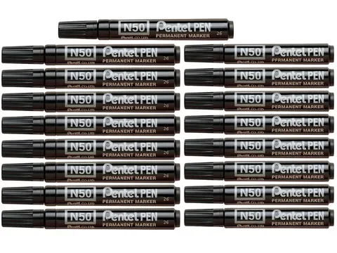 Viltstift Pentel N50 rond 1.5-3mm zwart Voordeelbundel