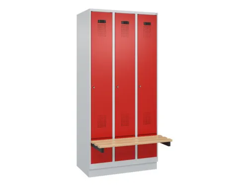 locker met bank,HxBxD 1950x900x815mm,3vak,vak B 300mm,cilinderslot