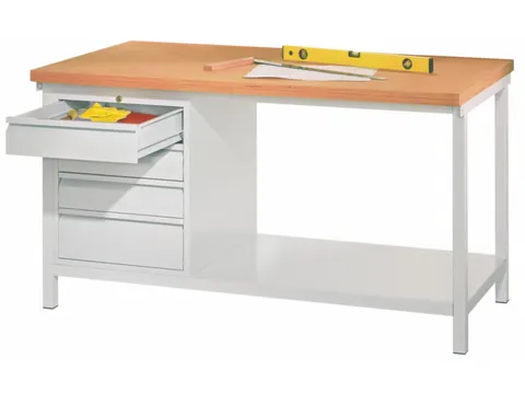 werkbank,HxBxD 900x1500x700mm,onderstel/romp RAL7035,front RAL5012