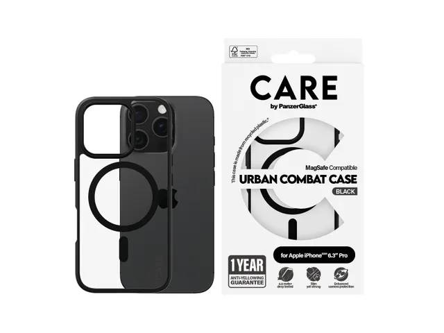 PanzerGlass CARE by Urban Combat Case Transparent w. Black Frame