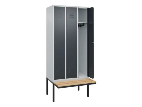 locker met bank,HxBxD 2120x900x815mm,3vak,vak B 300mm,cil.-slot
