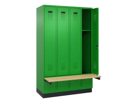 locker met bank,HxBxD 1950x1200x815mm,4vak,vak B 300mm,cilinderslot