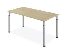 bureau,HxBxD 680-820x1600x800mm,blad eiken,4voeten zilverkleurig