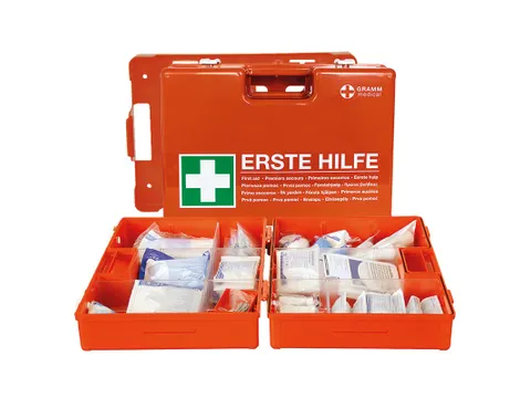 verbandkoffer,DIN 13169,ABS oranje,m. wandhouder