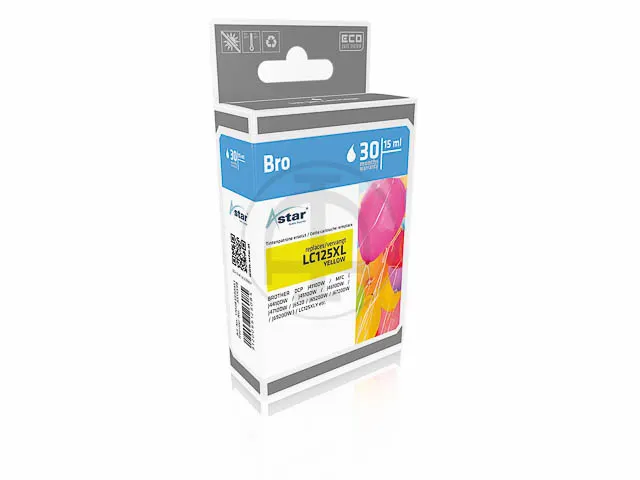 Astar Brother LC125XLY MFCJ Inkt Geel HC Rebuilt 1200 Pagina's 13.1