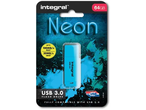 Neon USB 3.0 stick, 64 GB, blauw