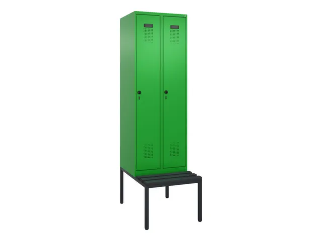 locker met bank,voor scheiding van kleding,HxBxD 2120x600x815mm,2vak
