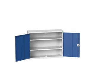 wandkast 800x1050x350mm 2xStalen bodem sokkel Ral 7035 front Ral 5010 - 1